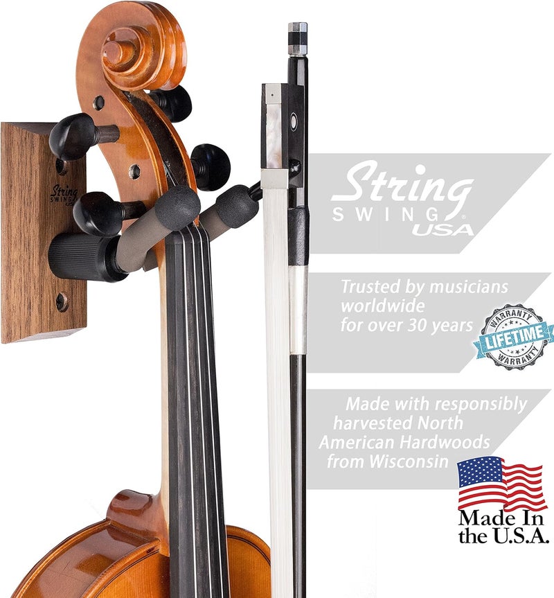 String Swing CC01V Wall Mount Violin Hanger (Black Walnut) - Image 3